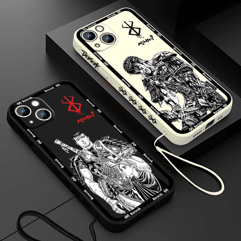 Apple Iphone 15 Pro Max - Casing HP Cairan Tali Karet Anime