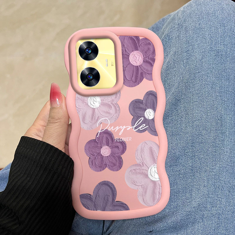 Realme Note 50 - Casing Realme C55 Motif Bunga Pink