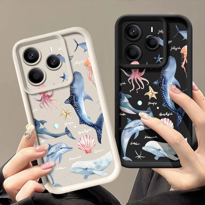 Xiaomi Redmi Note 13 - Casing Lembut Bermotif Lumba-lumba Lucu untuk