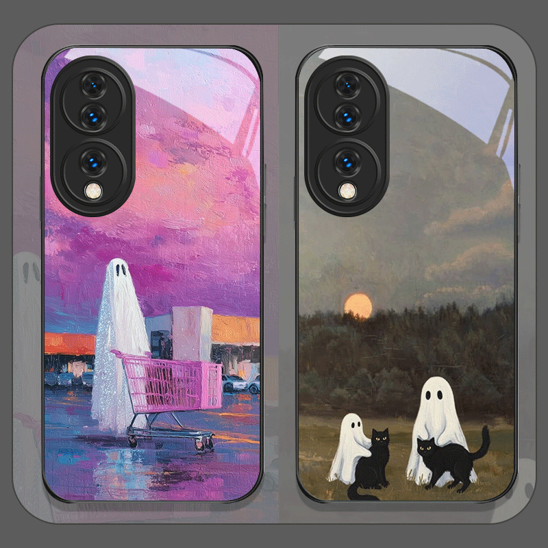 Huawei Nova 12 - Casing Ponsel Kaca Tempered Motif Hantu