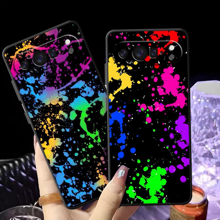 Google Pixel 9 - Casing Penutup Ponsel Funda Percikan Cat