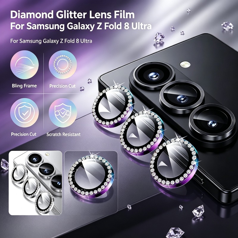 Tempered Glass Screen 9H - Pelindung Layar Kamera Belakang Berlian Berkilau